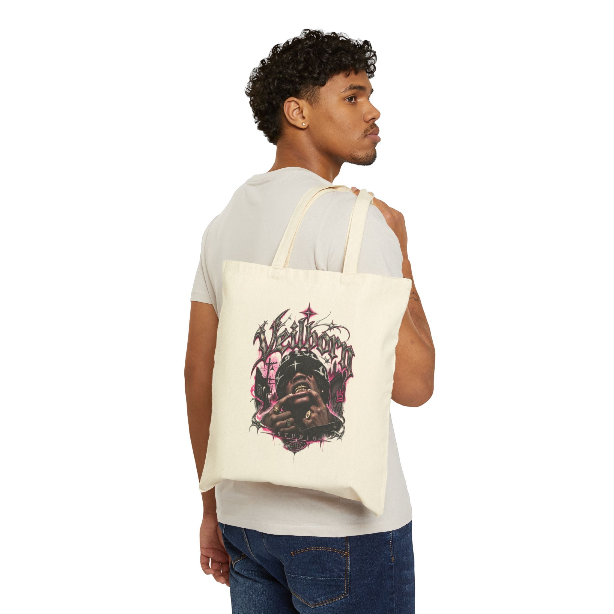 Gritty Gothic Crow Skull Tote — Canvas Shopper Bag