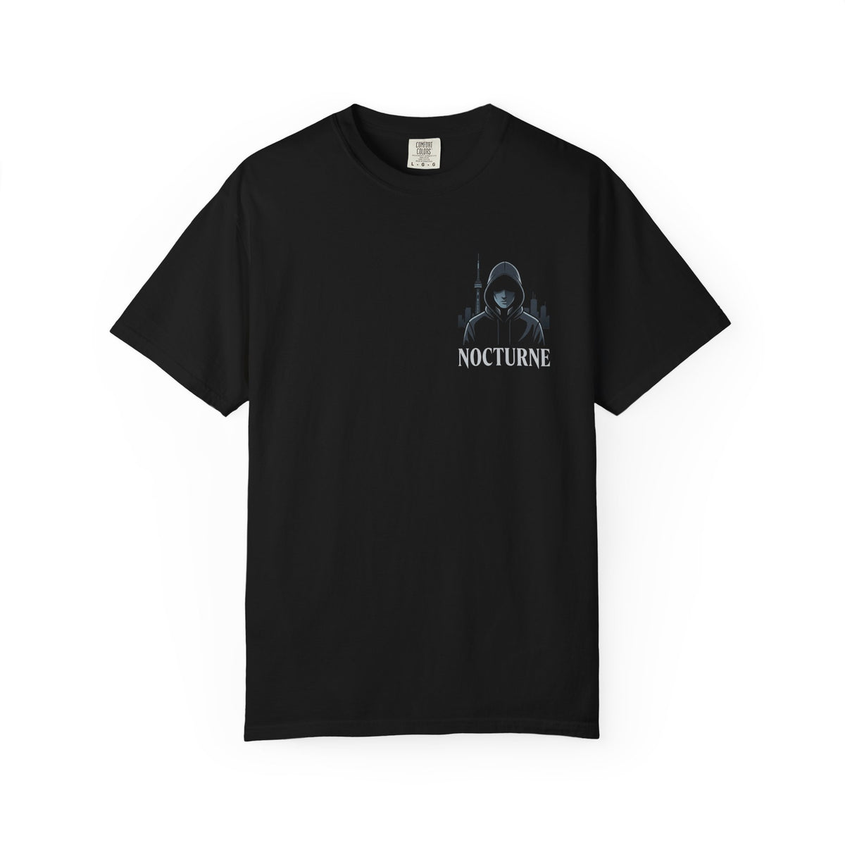 Nocturne Logo T-Shirt — Gothic Skull & Crescent Design