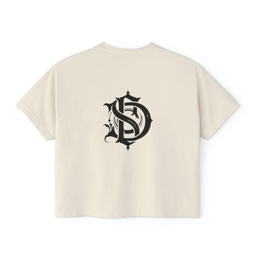 Nocturne Gothic Logo Boxy Tee — Women's Cropped Graphic Shirt