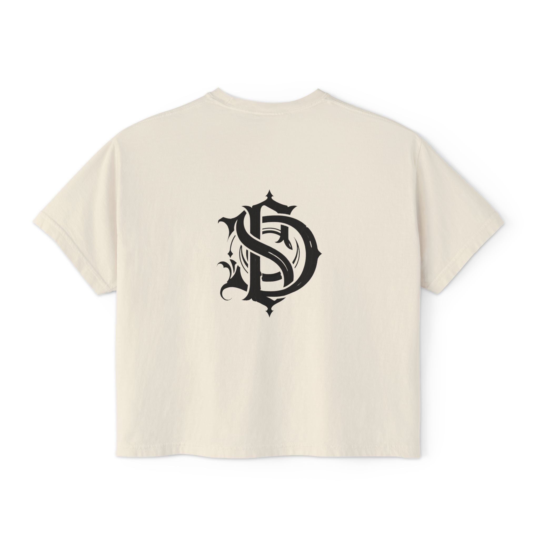 Nocturne Gothic Logo Boxy Tee — Women's Cropped Graphic Shirt