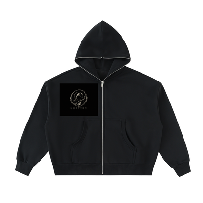 Fleeced Full-Zip Boxy Hoodie