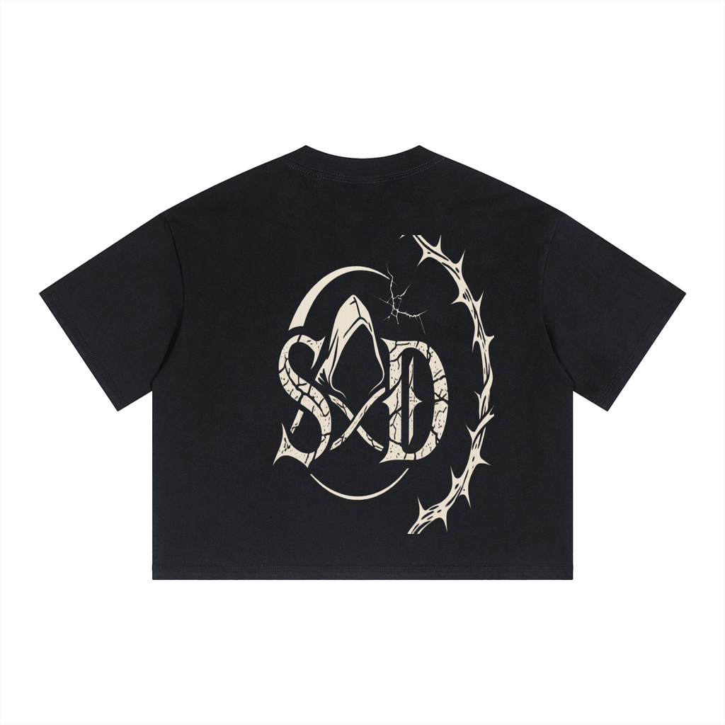 Unisex Boxy Drop Shoulder Crop T-Shirt