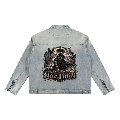 Vintage Wash Zip Denim Jacket