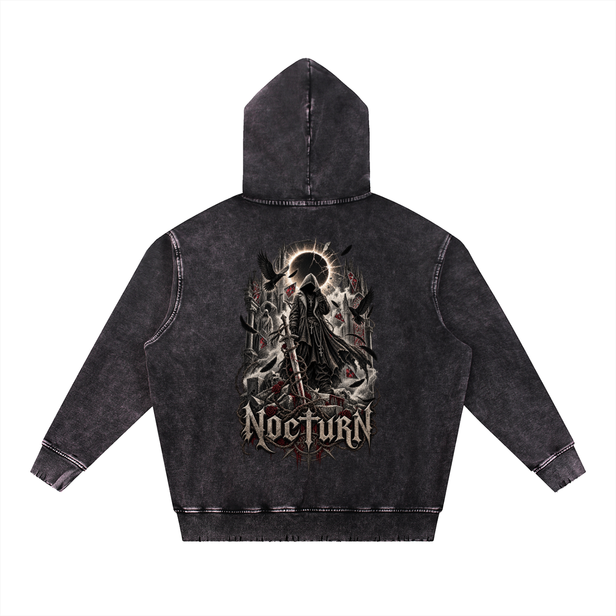 Snow Wash Hand-Frayed Heavyweight  Hoodie